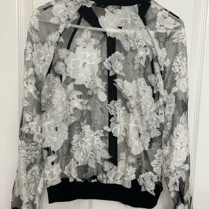 Floral Sheer Black and White Blouse